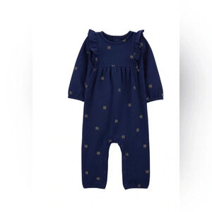 Carter's Baby Girls Butterfly-Print Jumpsuit - Navy Size 12m
